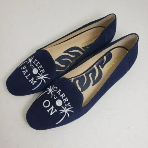 Tommy Bahama Blue Keep Palm Carry On Flats Sz 10 - Picture 3 of 7